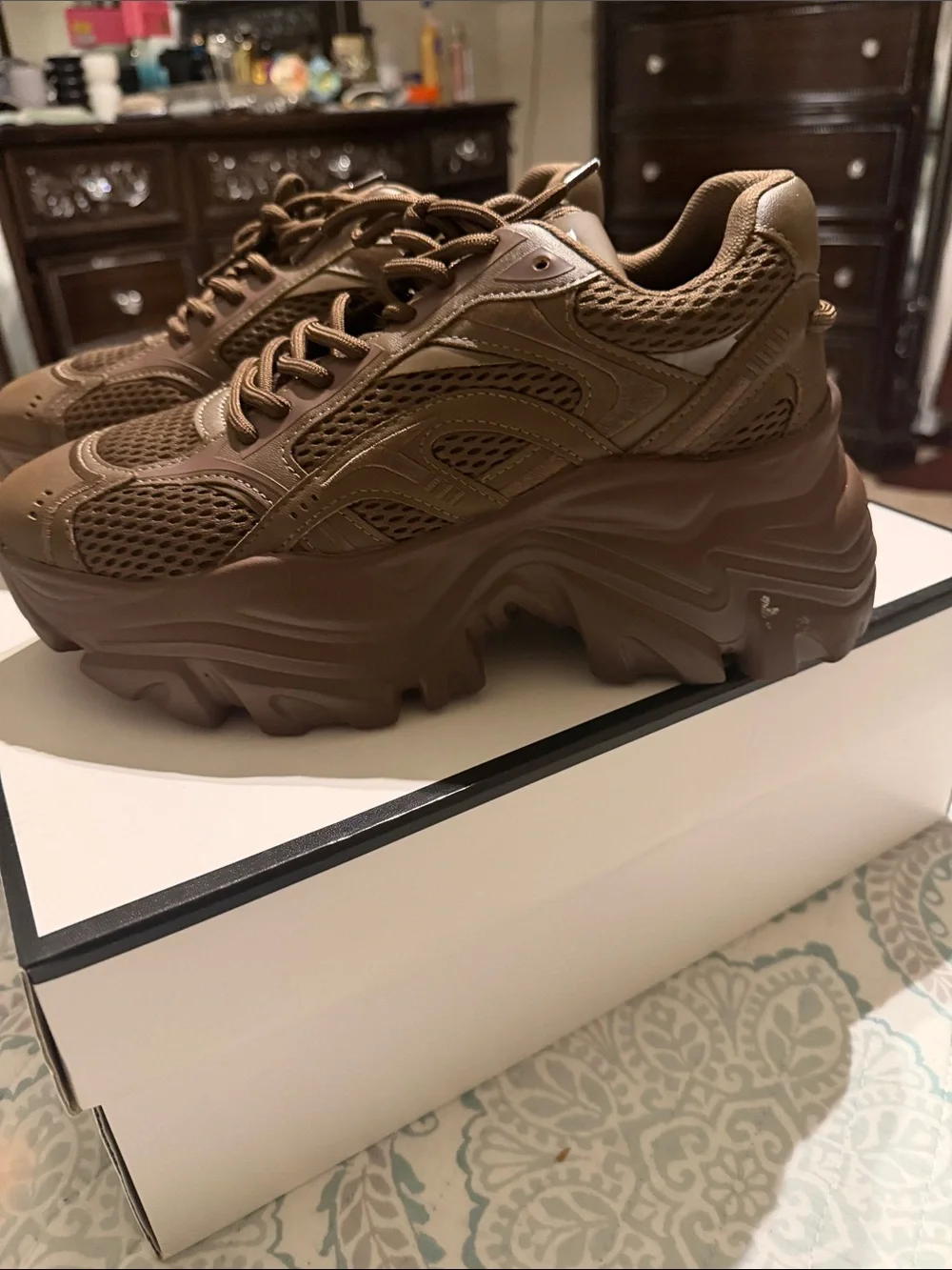Steve Madden Men's Brown Mesh Athletic Sneakers